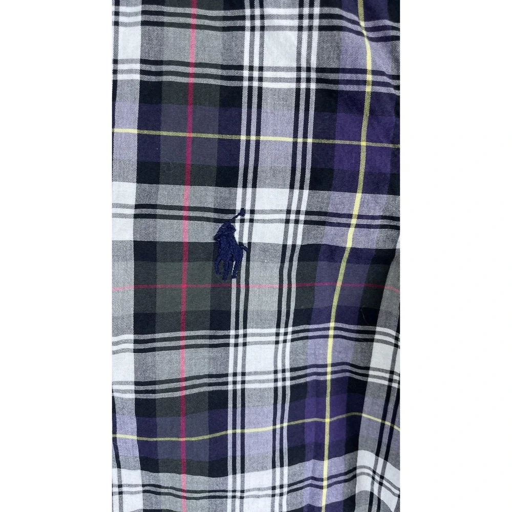 Ralph Lauren Shirt Boys Small 8 Purple Plaid Button Down Long Sleeve Casual‎